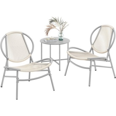 Foto van SONGMICS Balkonset - Tafel en 2 Stoelen - Weerbestendig PE-Polyrattan