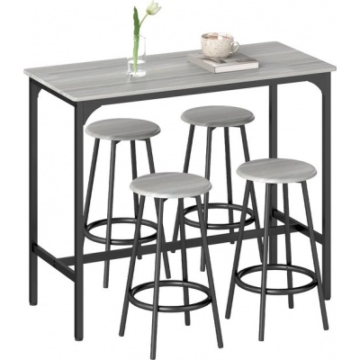 Foto van HOMCOM Bartafelset - MDF en Metaal - 110L x 50B x 89,5H cm - Grijs