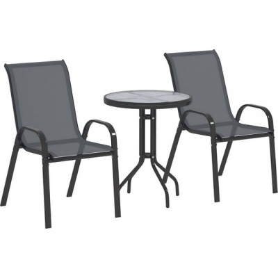 Foto van Outsunny Bistronset voor buiten - Metaal, gehard glas - Ø60 x 71H cm - Donkergrijs