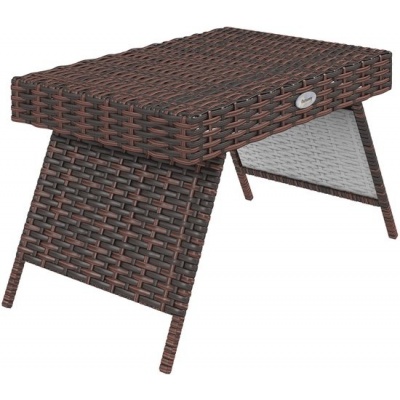 Foto van Outsunny Rattan Bijzettafel PE Rattan, Verzinkt Staal Bruin