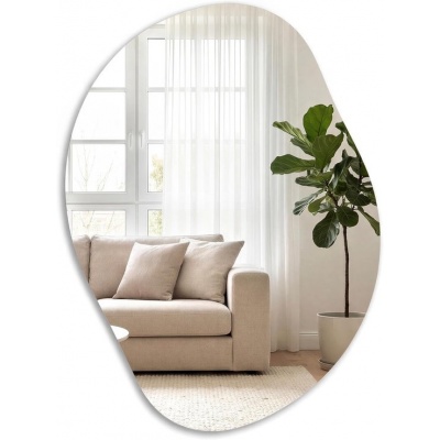 Foto van SONGMICS Asymmetrische Wandspiegel Bloembladvorm 60x45cm Frameloos voor Entree en Badkamer
