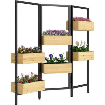 Foto van Outsunny Tuin Bloembed van Dennenhout, Staal - 116L x 20B x 112H cm - Natuurhout