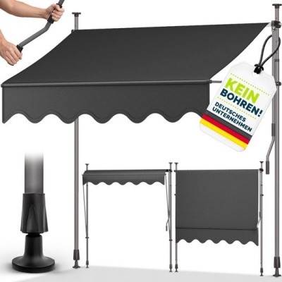 Foto van Tillvex Balkonluifel B x D 350 x 180 cm antraciet met handslinger, zonder boren