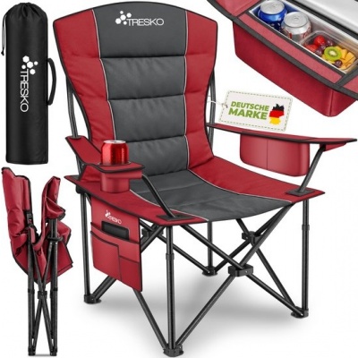 Foto van TRESKO® Opvouwbare Campingstoel tot 150 kg met Armleuningen en Bekerhouder