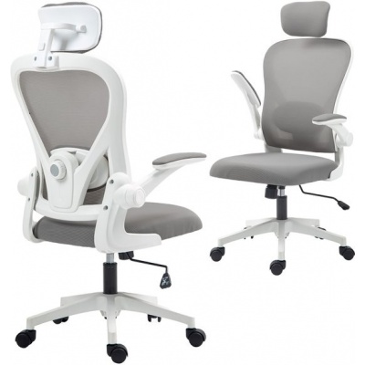 Foto van HOMCOM Bureaustoel - Polyester, Kunststof - 64L x 63B x 115-125H cm - Grijs