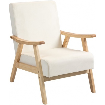 Foto van HOMCOM Sessel van polyester, schuimstof - 80L x 65B x 83H cm - Crèmewit