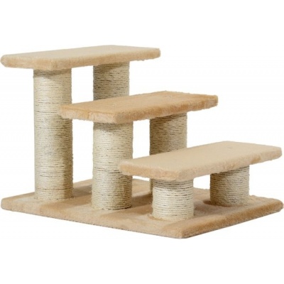 Foto van PawHut Dierentrap voor katten en honden met 3 treden - Crème D33-003