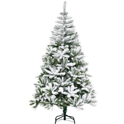 Foto van HOMCOM Kunstkerstboom Groen/Wit 105L x 105B x 180H cm van Kunststof en Staal