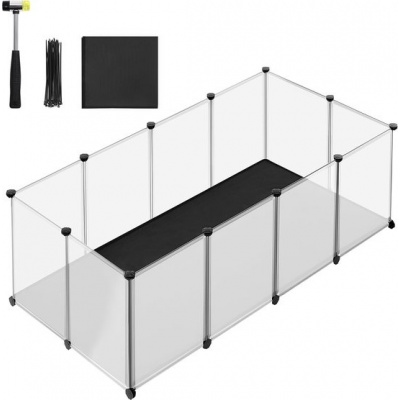 Foto van Buitenren voor kleine dieren met bodemplaten - 143×73×46 cm - wit