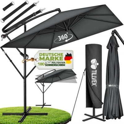 Foto van tillvex® Rechthoekige Aluminium Parasol Ø 330 cm met Afdekking en Windscherm
