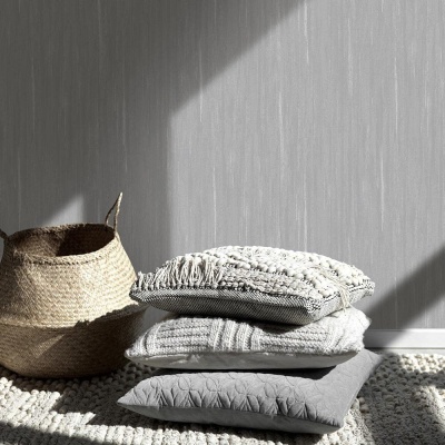 Foto van Erismann Vliesbehang grijs metallic met effen strepen en pleisterlook 10322-10