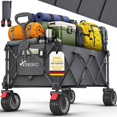 Foto van TRESKO® Opvouwbare Bolderwagen 300L met Rem | Handwagen 150kg met Rubber Banden