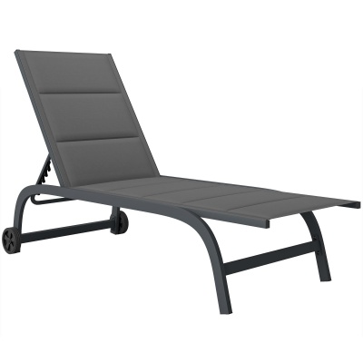 Foto van Outsunny Zonneligstoel, ademende verstelbare ligstoel met wielen en aluminium frame, tot 120 kg