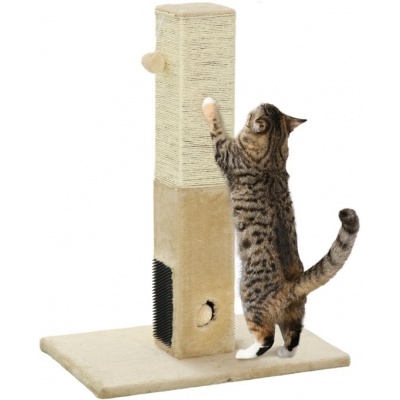 Foto van PawHut Kratzboom van Spanplaat, Polyester - 59,5L x 39B x 79H cm - Beige
