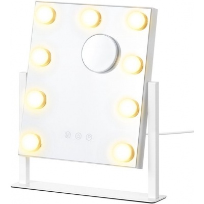 Foto van Make-upspiegel met verlichting en 15 dimbare LED-lampjes - Mat wit - 58 x 43 cm