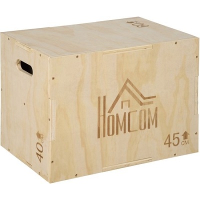 Foto van HOMCOM Springdoos Beuken 45L x 40B x 60H cm Natuurlijk hout