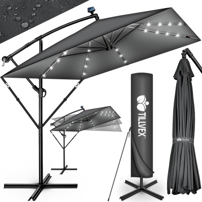 Foto van Tillvex Rechthoekige Aluminium Parasol 330 cm met Afdekking en Windbescherming