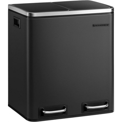 Foto van SONGMICS Keukenafvalemmer 30L, metalen pedaalemmer met binnenbakken en softclose, zwart