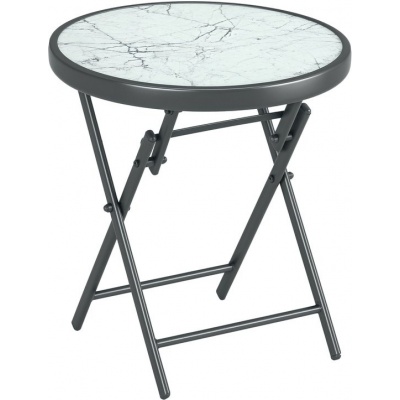 Foto van Outsunny Bijzettafel van Metaal met Wit Veiligheidsglas