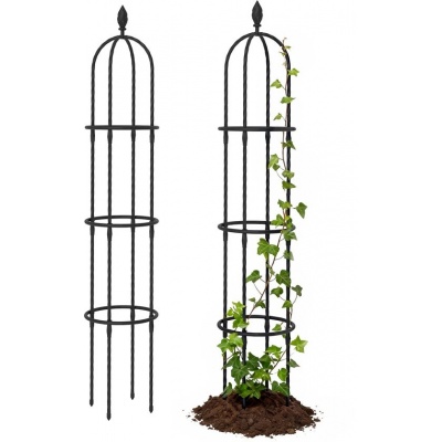 Foto van Outsunny Tomatenrek van staal, kunststof - 32L x 32B x 174H cm - Zwart