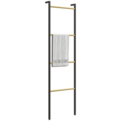 Foto van HOMCOM Handdoekladder, 49 x 167,5 cm, ruimtebesparende handdoekhouder met 4 stangen, zwart