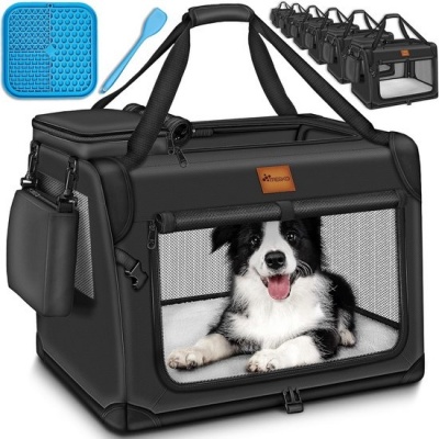 Foto van Transportbox voor Honden XL 83x58x58 cm – Draagbaar en Opvouwbaar – Zwart