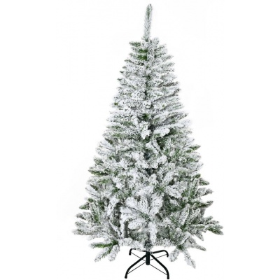 Foto van HOMCOM Kunststof Kerstboom 150 cm Groen/Wit, 85L x 85B cm