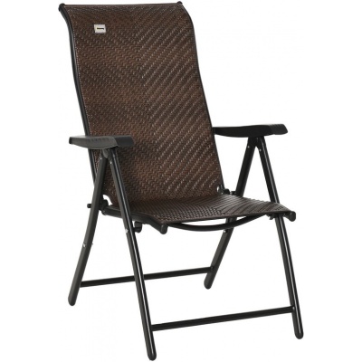 Foto van Outsunny Vouwstoel van PE Rattan, Staal Bruin