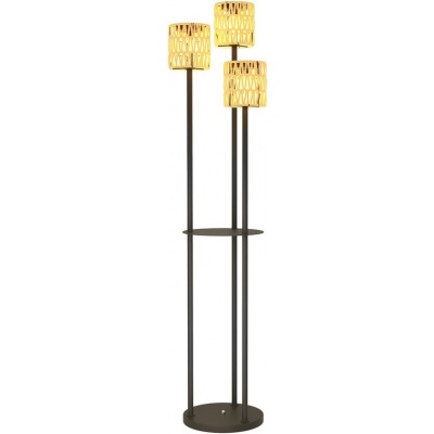 Foto van Outsunny Rotan Lamp Staal, PE Rotan Ø37 x 144H cm Geel