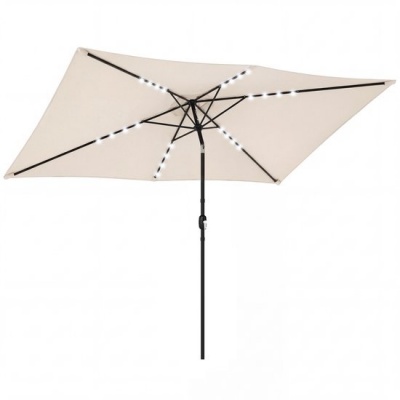 Foto van Outsunny Terrasparasol van polyester en metaal - 289L x 198B x 248H cm - Crème wit