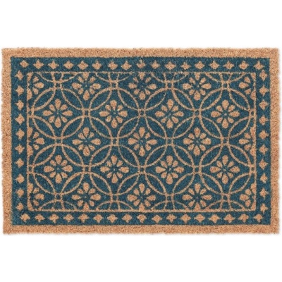 Foto van Floraal deurmat - 60x40 cm - kokos - antislip - voor binnen en buiten