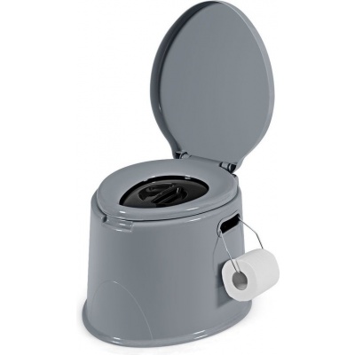 Foto van Draagbaar Campingtoilet met Uitneembare Emmer - Mobiel Grijs Toilet