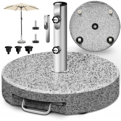 Foto van tillvex® Granieten parasolvoet met wielen en telescoopgreep 27 kg rond
