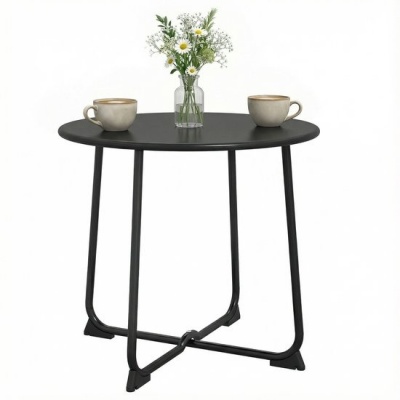 Foto van Outsunny Buiten Salontafel - Metaal - 50L x 50B x 45,5H cm - Zwart