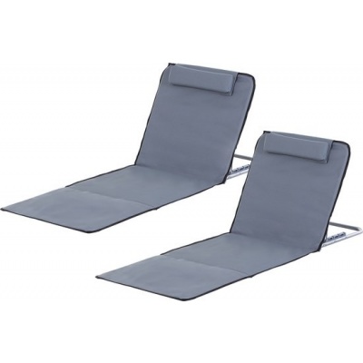 Foto van Outsunny - Strandbed - 2 Stuks - Inclusief Draagtas - Staal - Grijs