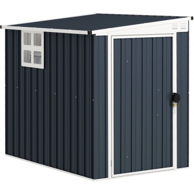 Foto van Outsunny Stalen Tuinhuis 128L x 193B x 181H cm - Donkergrijs