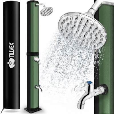 Foto van Tillvex zonnedouche 60 liter met beschermhoes | Tuindouche voor warm water zonder stroom