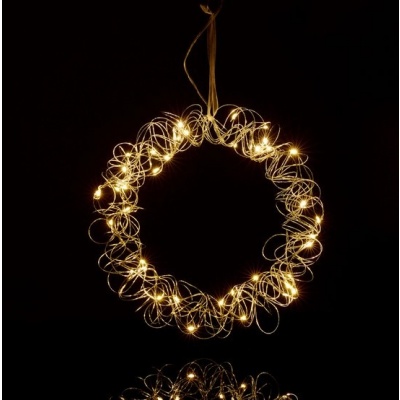 Foto van LED lichtkrans - Ø 30 cm - binnen raamdecoratie - hangend - sfeerlamp op batterijen - zilver