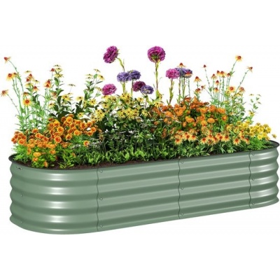 Foto van Outsunny Tuinbed - Verzinkt staal - 150L x 62B x 30H cm - Groen