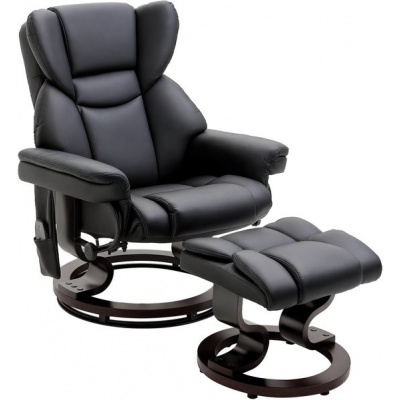 Foto van HOMCOM Relaxfauteuil met voetensteun - Kunstleer, staal - Zwart