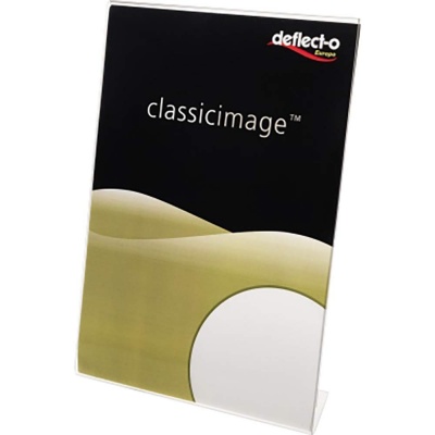 Foto van Deflecto Classic Image tabletop display, schuin, A4, staand formaat, 210 x 293 x 80 mm, glashelder, 