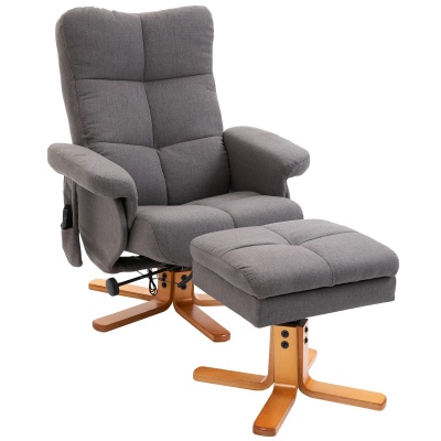 Foto van HOMCOM massagestoel met ottoman - relaxstoel donkergrijs 80 x 86 x 99 cm