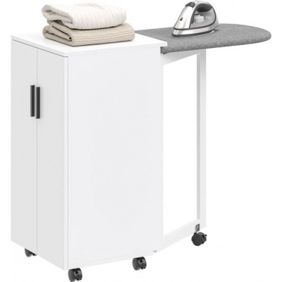 Foto van HOMCOM Strijkplankkast van spaanplaat, 100% polyester - Wit - 99,5L x 43B x 83H cm