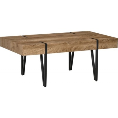 Foto van HOMCOM MDF Salontafel, IJzer en Natuurlijk Hout