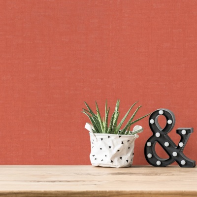 Foto van A.S. Création Effen oranje zalm rood Nara 387458 Uni vliesbehang 10,05 m x 0,53 m