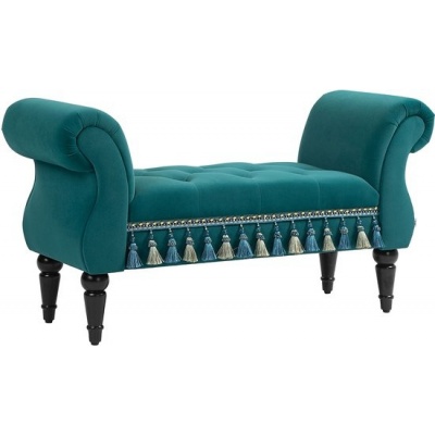 Foto van HOMCOM Veloursbank, Hout, Schuim - 117L x 40B x 58H cm - Groen