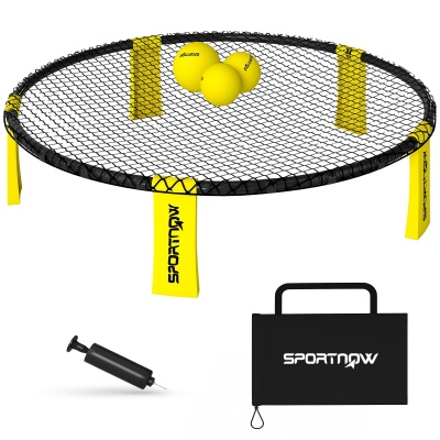 Foto van SPORTNOW Roundnet Set met net, 3 ballen, draagtas en pomp voor tuin, park, strand en binnen