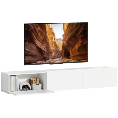Foto van HOMCOM Wand TV Meubel 180 cm voor TV's tot 82 inch, met 3 klappen en soft-close, Wit