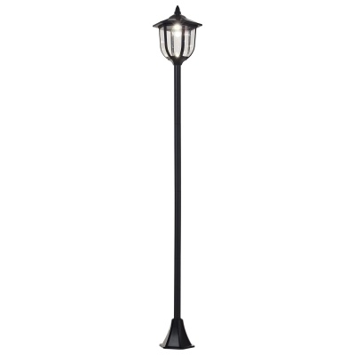 Foto van Outsunny Solar LED Tuinlantaarn, 30/60 lumen, roestvrij staal, zwart, Ø 26,5 x 177 cm