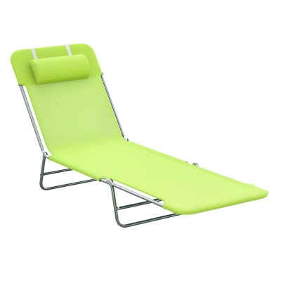 Foto van Outsunny Green Tuinligstoel met Verstelbare Rugleuning, 182x56x24,5 cm